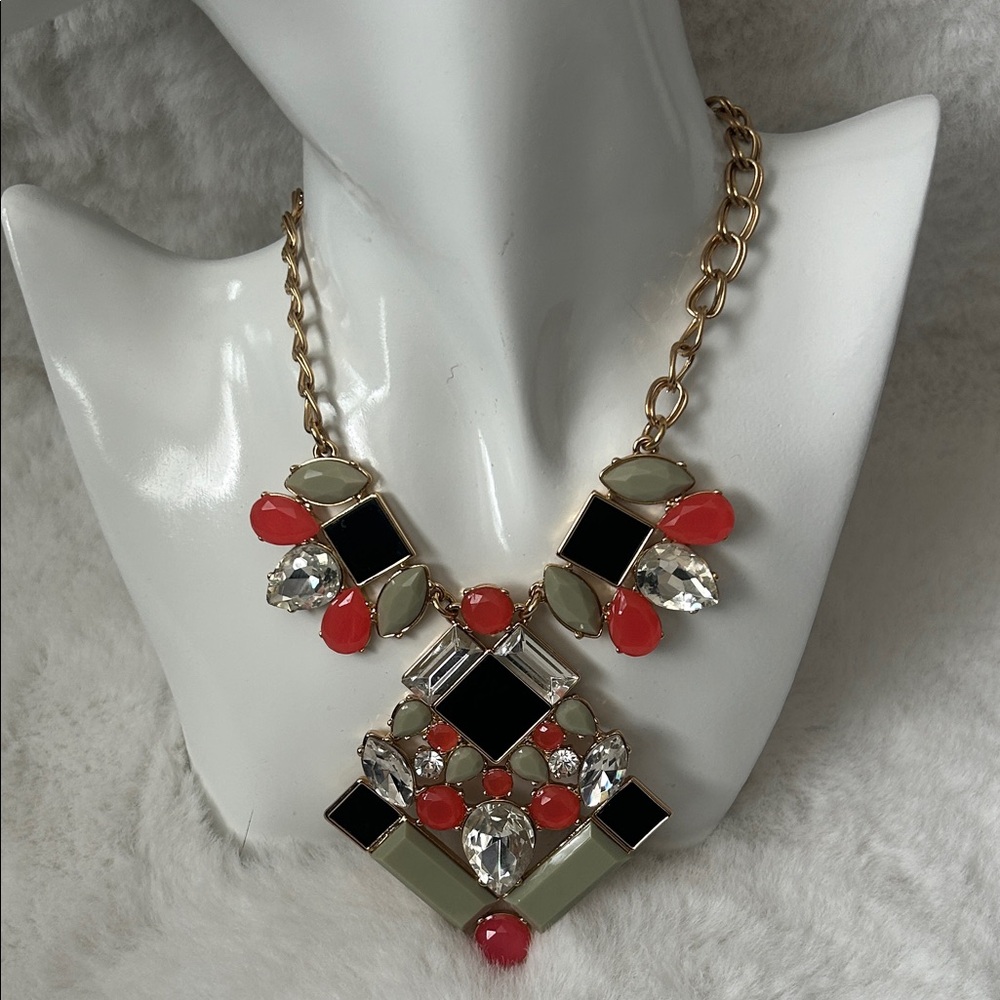 Kate Spade Gold Necklace with Orange and Black Accents